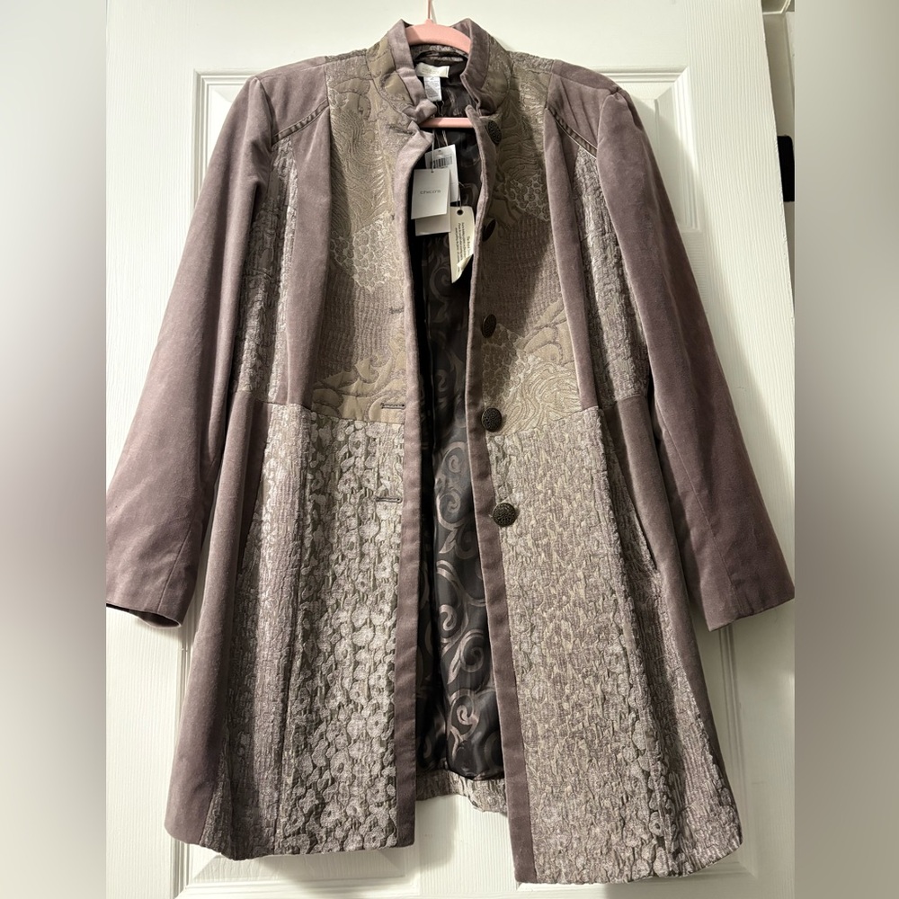 Chico's Taupe and Gray Trench Coat